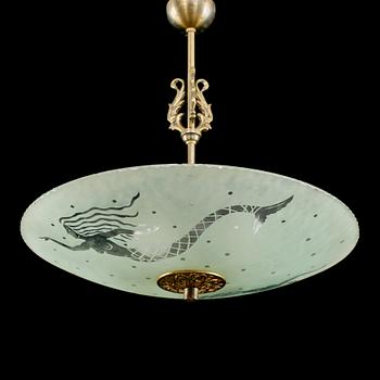 TAKLAMPA, art deco, 1900-talets andra kvartal. Höjd ca 60 cm.