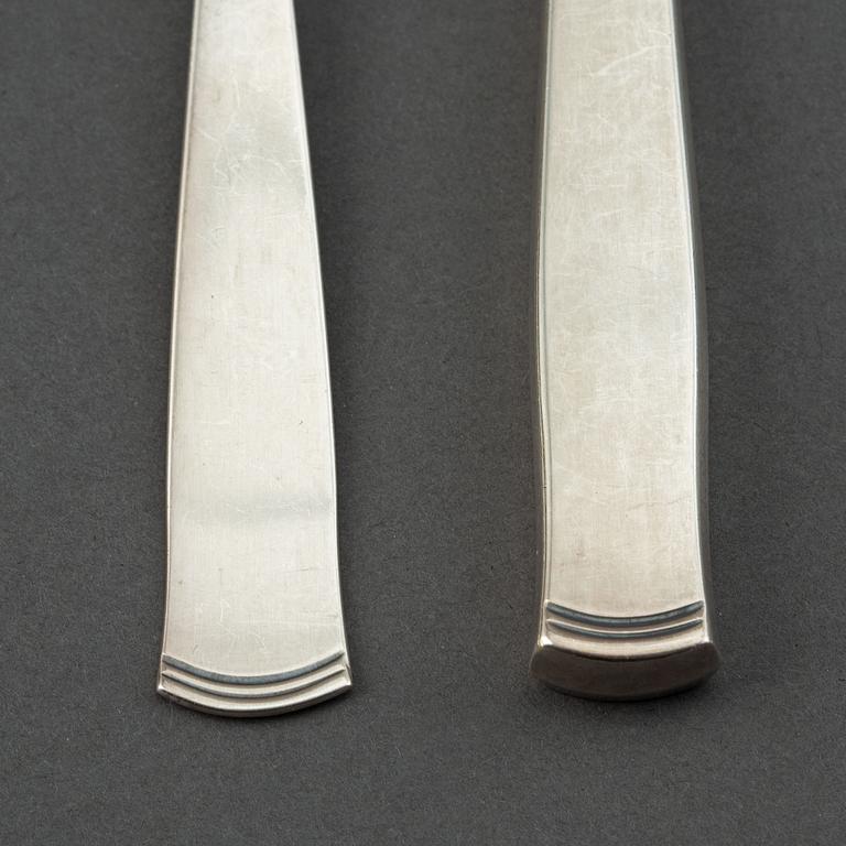 Jacob Ängman, a 66 piece "Rosenholm" silver part flatware service, maker's mark GAB, Stockholm, 1960/70s.