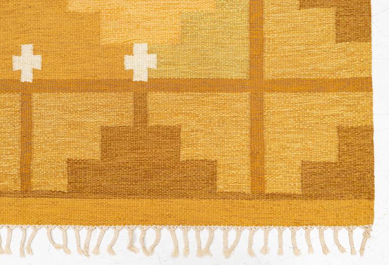 Ingegerd Silow, Rug, “Siljan gul”, flat weave, approximately 280 x 190 cm, signed IS.