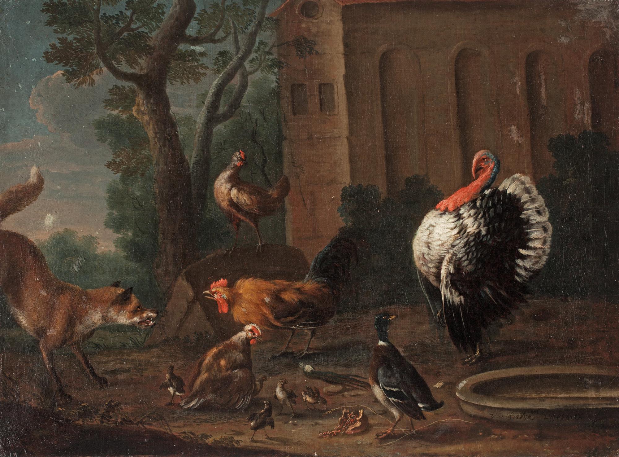 Jan Weenix, A fox in the henhouse.