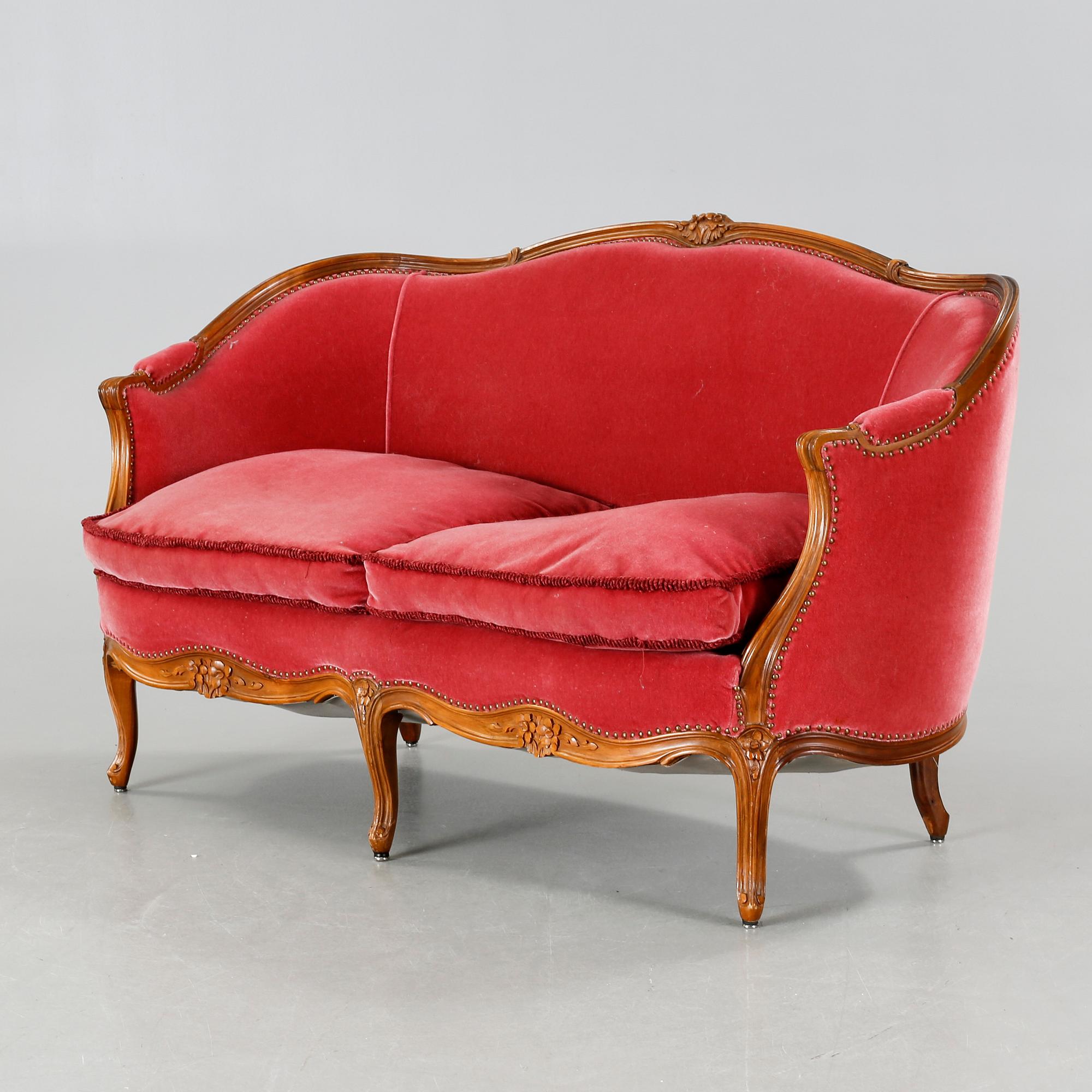 A sofa in the style of rococo by Lani, Malmö, second half of the 20th century.
