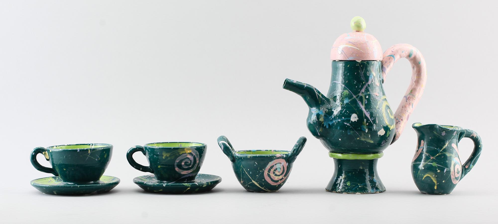 TESERVIS, 6 delar, keramik, Agneta Spångberg, 1984.