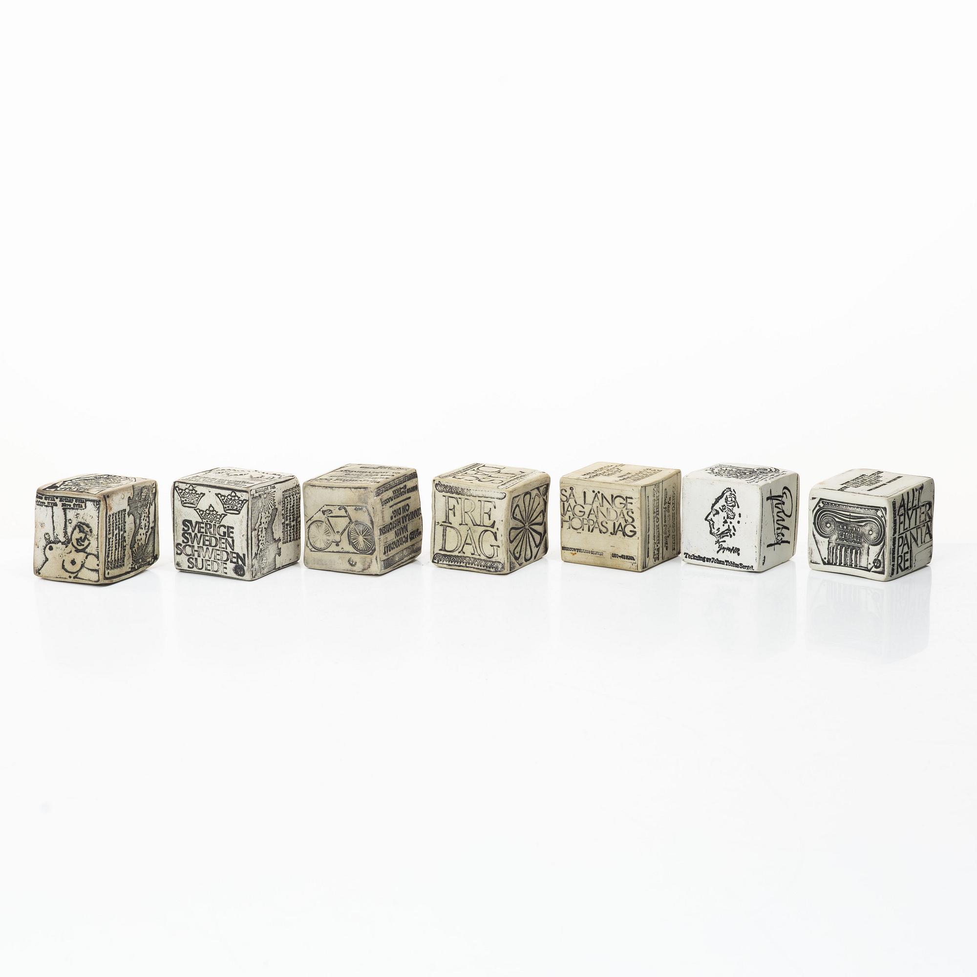 Bengt Berglund, Seven cubes, 'Kultsten', Gustavsberg, 1970s.