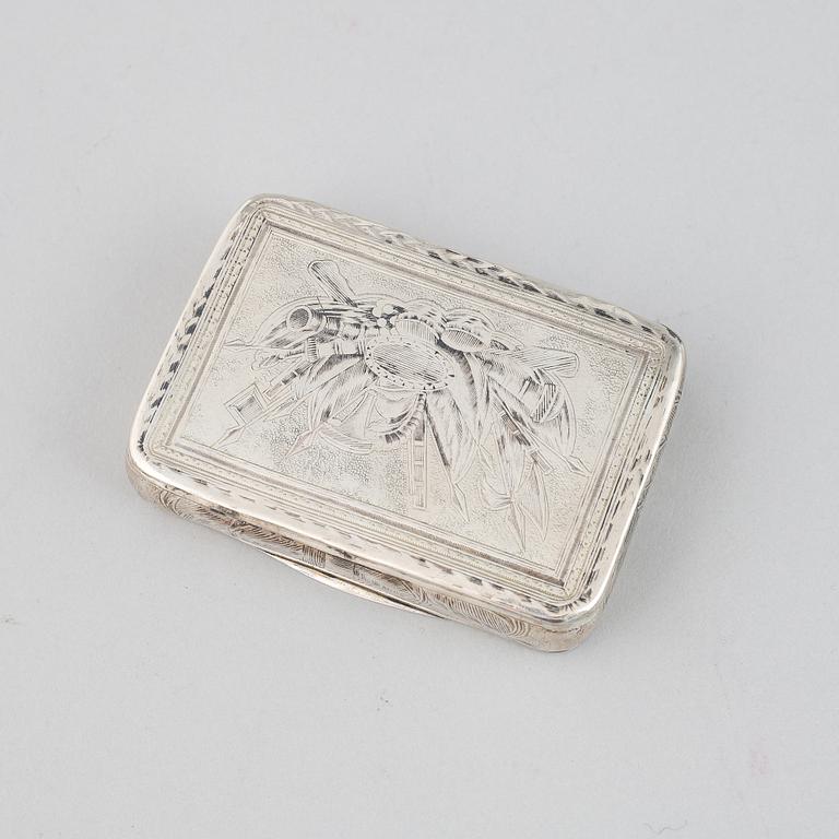 A Russian 19th century silver snuff-box, unidentified makers mark, Moscow 1815.