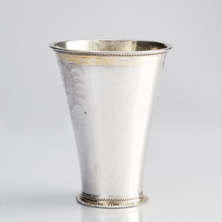 A Swedish 18th century parcel-gilt silver beaker, marks of Anders Wibeck, Borås 1727.