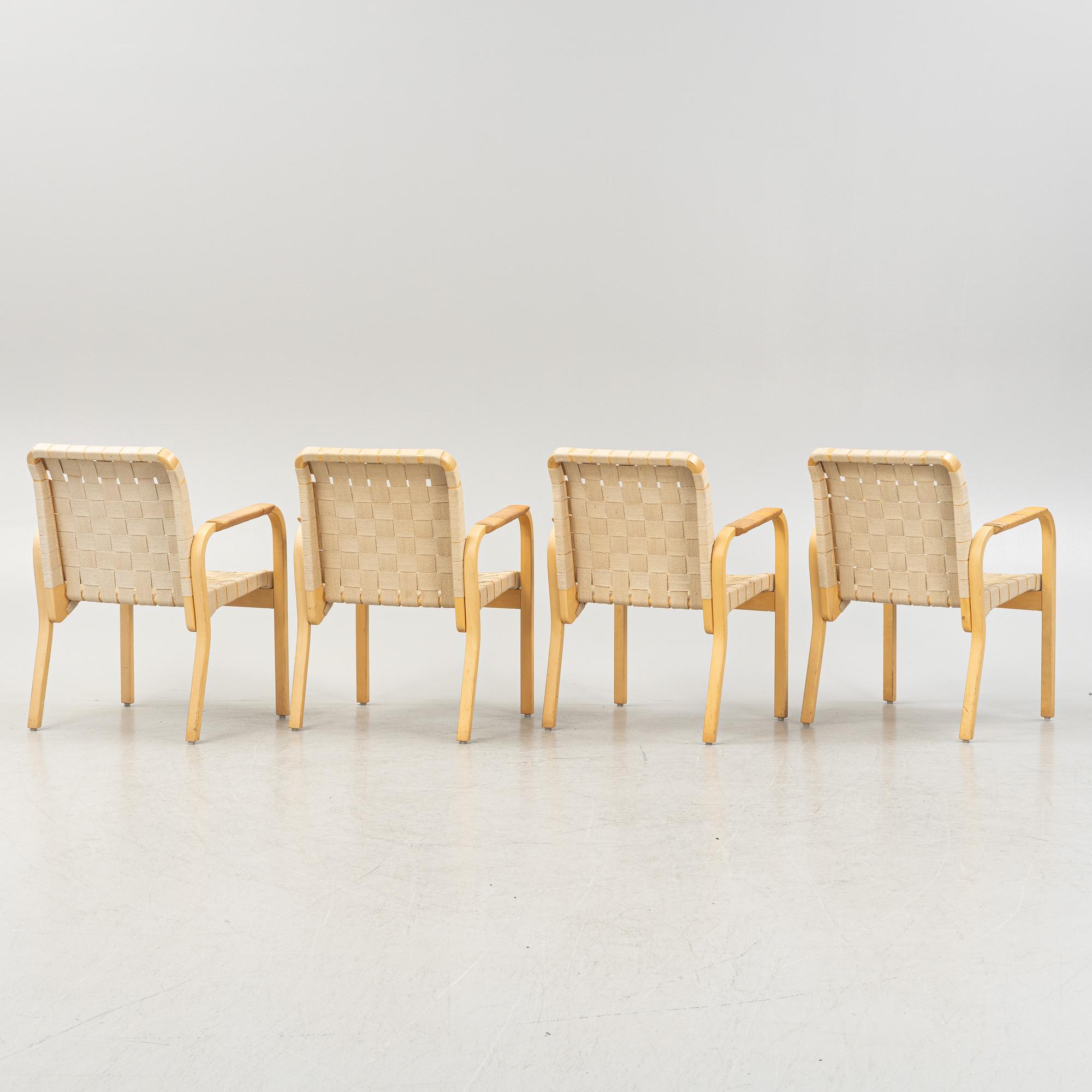 Alvar Aalto, karmstolar, 4 st, modell 45, Artek, Finland.