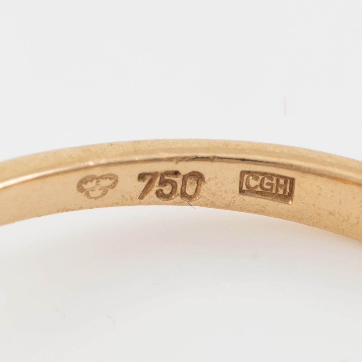 Ring, 18K guld med pärlor samt små åttkantslipade diamanter.