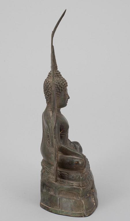 BUDDHA, grönpatinerad mässing, Thailand, 1900-talets senare hälft.