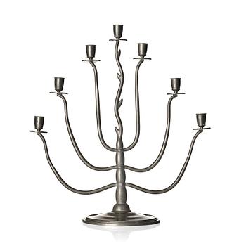 124. Nils Fougstedt, a seven light pewter candelabrum model "92", Firma Svenskt Tenn, Stockholm 1930.