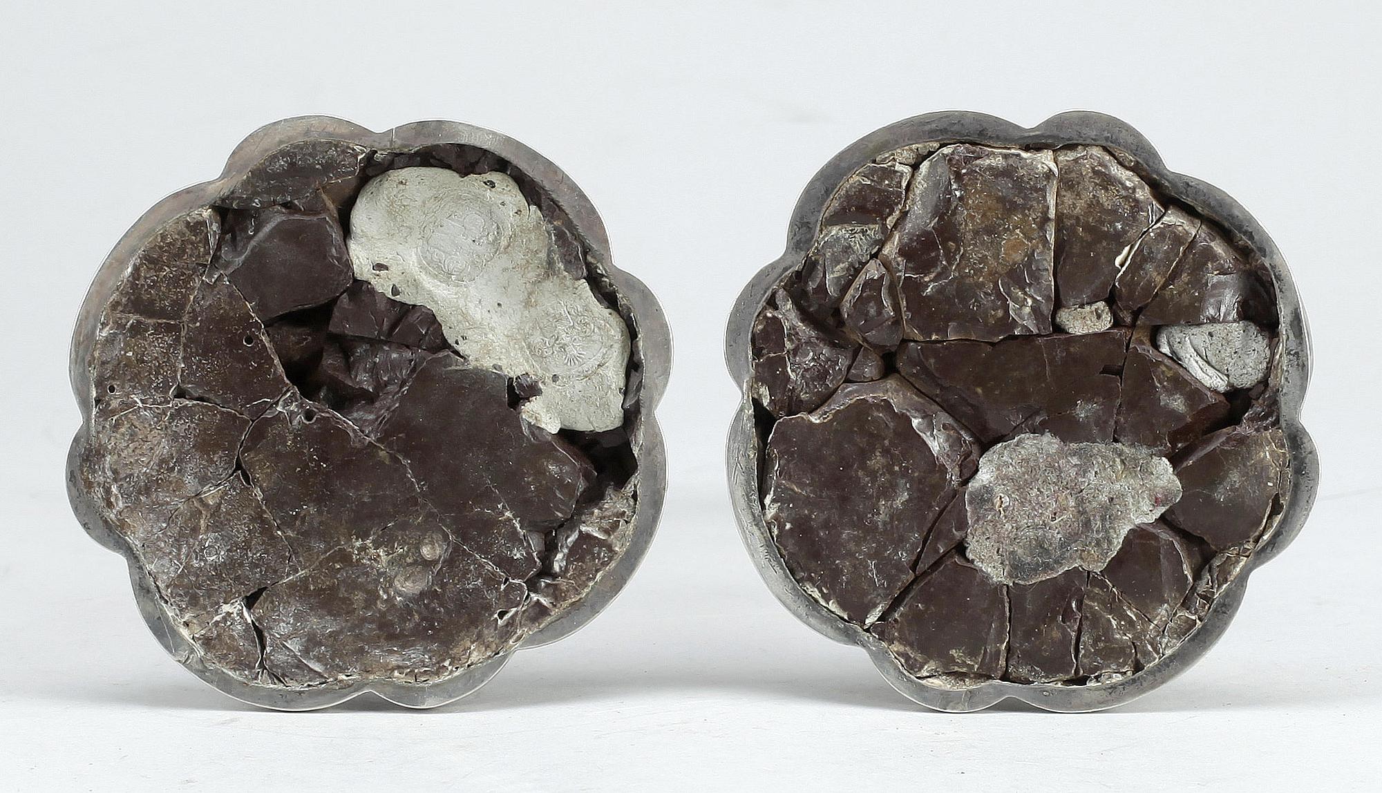 LJUSSTAKAR, ett par, silver, Carl Johan Kling, Gällivare, troligen 1857.