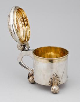 DRYCKESKANNA, silver, barockstil, Möllenborg, Stockholm 1907. Vikt ca  1200 gram.