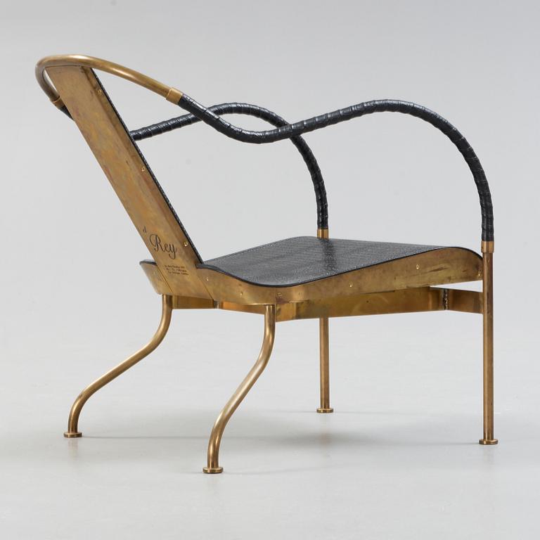 A Mats Theselius brass 'El Rey' easy chair, Källemo Sweden post 1999.