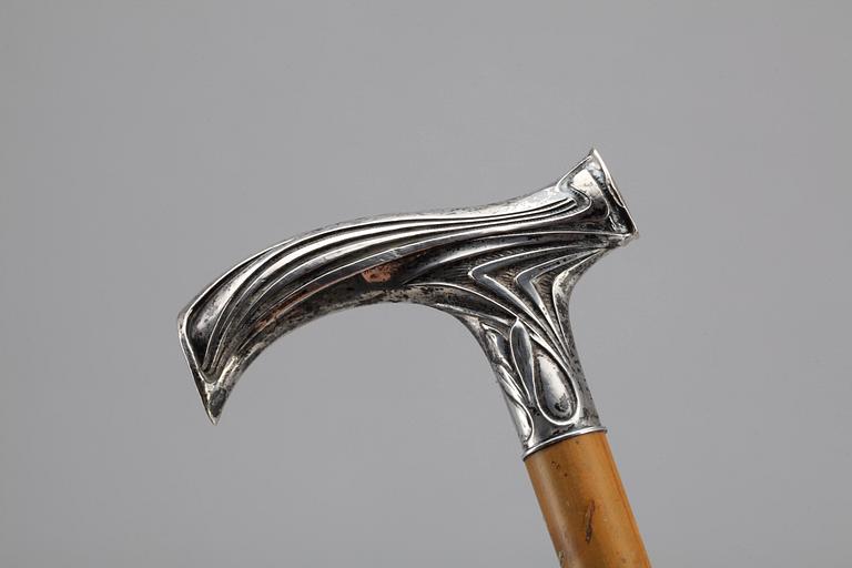PARASOLLHANDTAG, silver, jugend, tidigt 1900-tal.