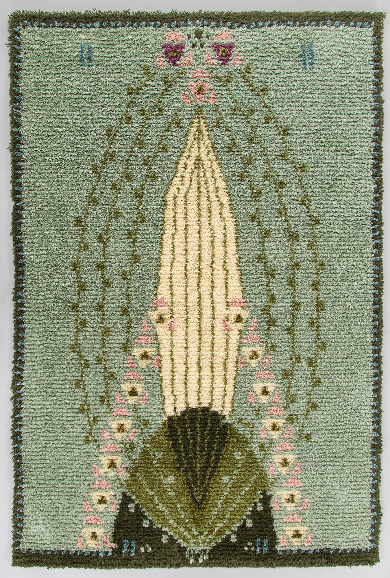 Eliel Saarinen, rya, "Ros", modell för Finska handarbetets vänner. Ca 190x125 cm.