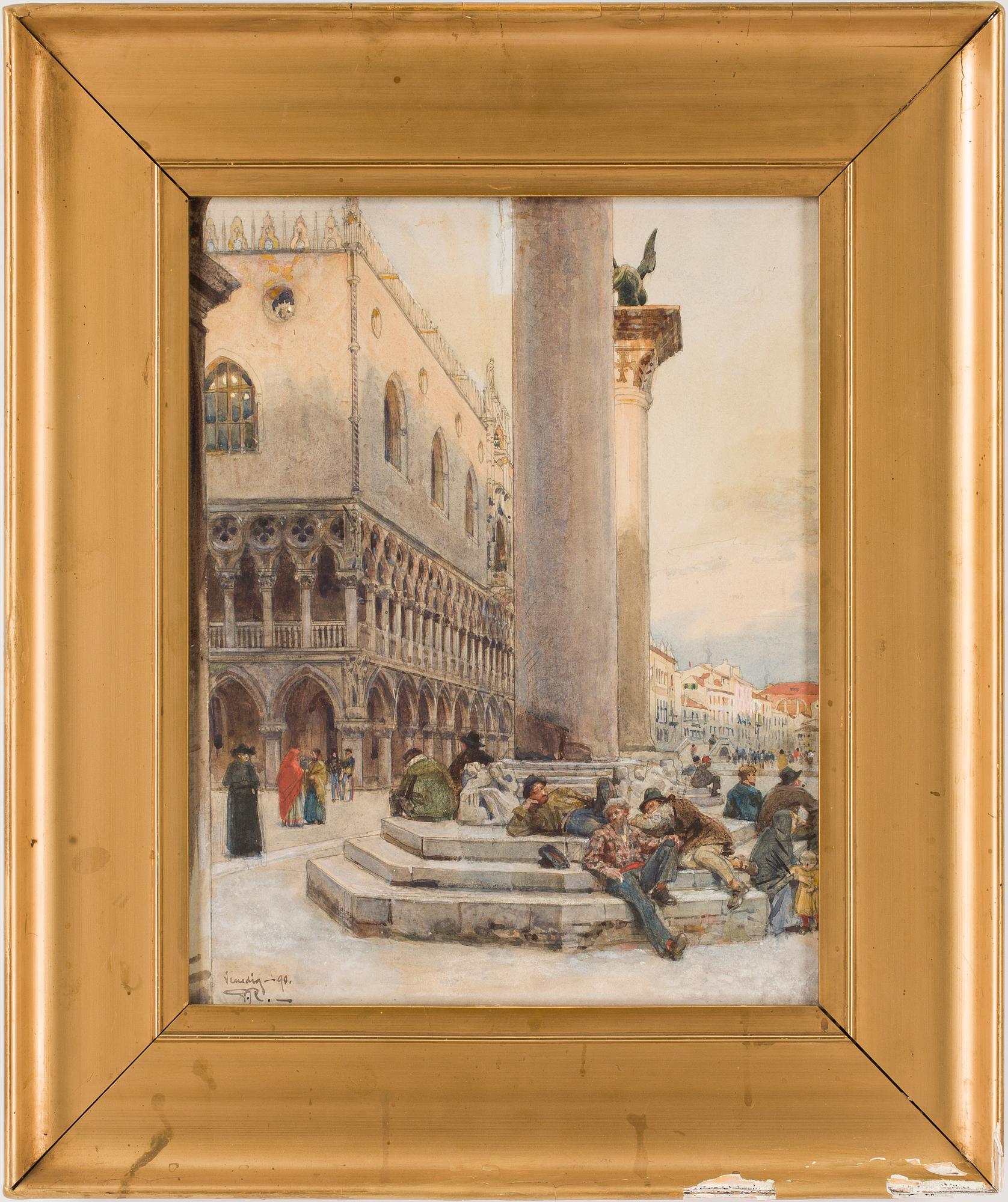 GEORG VON ROSEN, akvarell, monogramsignerad samt daterad Venedig -90.