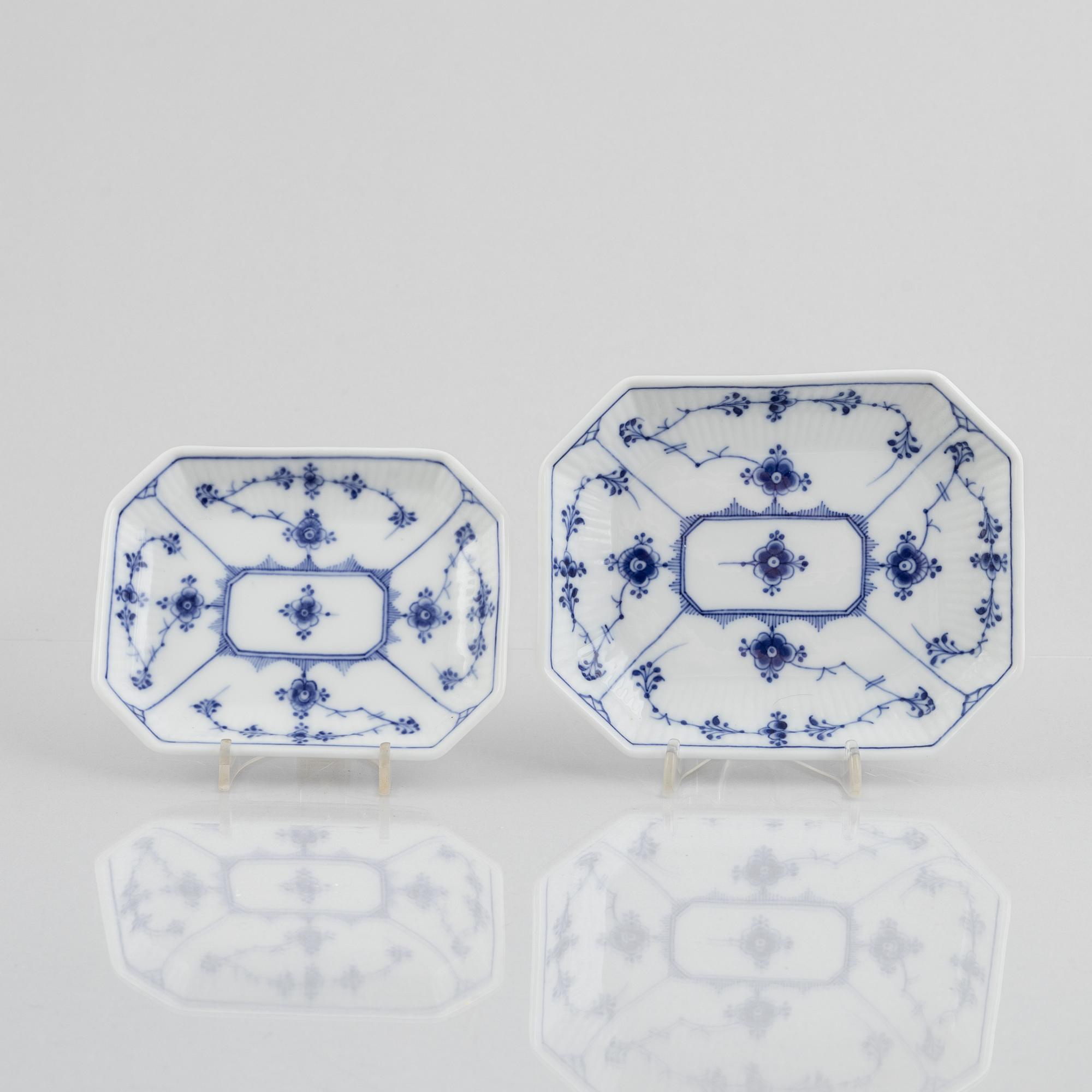 A group of 18 'Blue Fluted' porcelain service parts, Royal Copenhagen, 1893-1923.