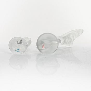 Two glass figurines, Lalique, France.