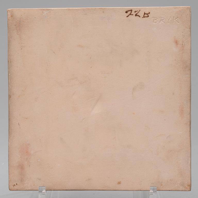 RUT BRYK, KERAMIIKKARELIEFI. Kukka. Sign. Bryk. Arabia, 1950-luvun loppu.