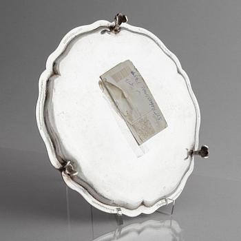 A Russian silver salver/dish, unclear maker's mark, assay master Ivan Frolov, St. Petersburg, 1759.