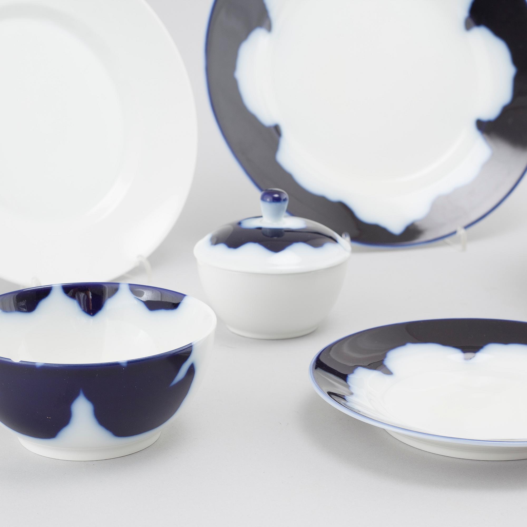 LIN UTZON, delvis, 55 delar, porslin, Royal Copenhagen, 1980-tal.