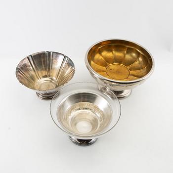 Bowls 3 pcs of silver-plated metal, first half of the 20th century.