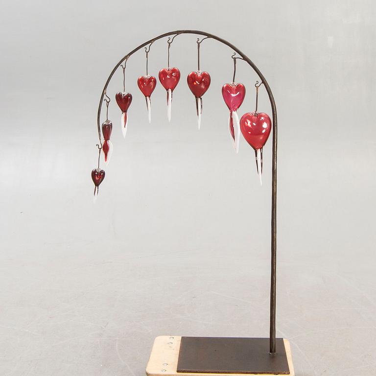 Elna Melusine Jolom, a signed glass and metal sculpture signed and dated 2018.