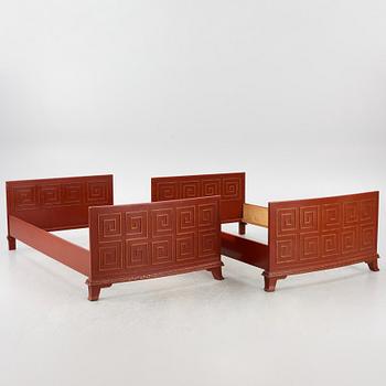 Axel Einar Hjorth, a pair of "Åbo" bed frames, Nordiska Kompaniet, Swedish Grace, 1920s-30s.