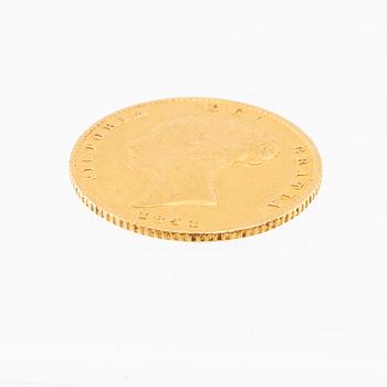 Gold coin 1/2 sovereign 1841 Great Britain Victoria.