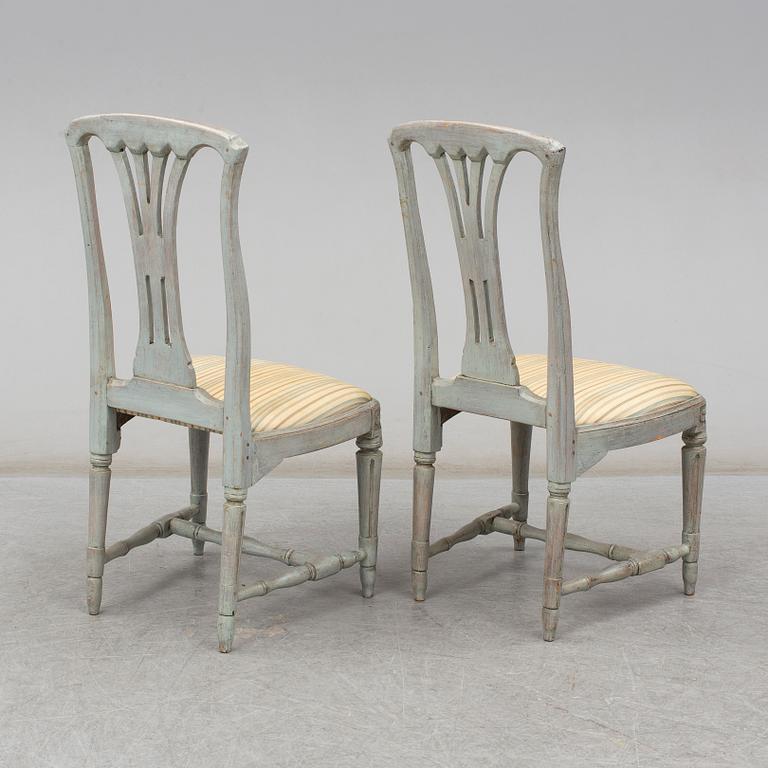 A pair of Gustavian late 18th century chairs.