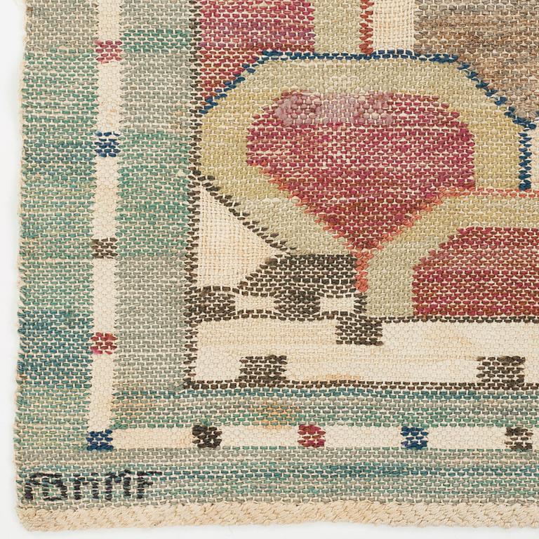 Märta Måås-Fjetterström, A textile, "Sköldpaddan", flat weave, ca 54,5-56 x 56-57 cm, signed AB MMF.