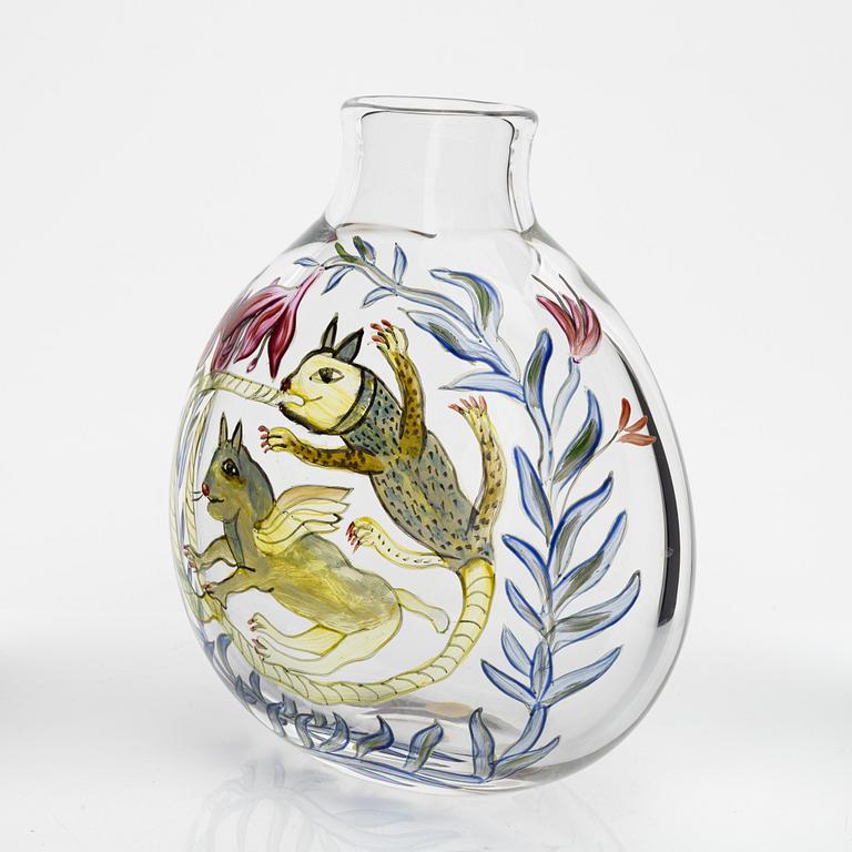 Ulrica Hydman Vallien, a unique glass vase, signed and dated 1982.