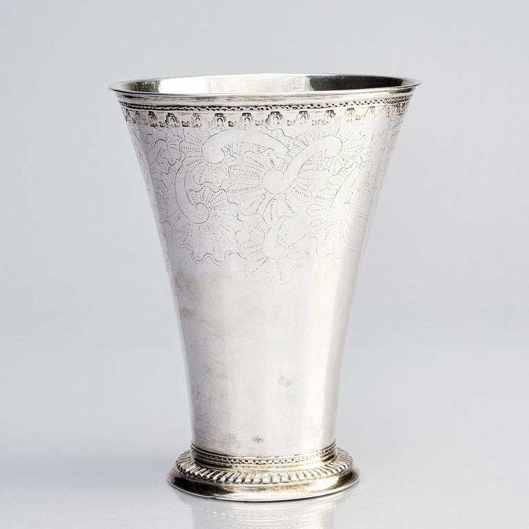 A Swedish 18th century parcel-gilt silver beaker, mark of Carl Fahlberg, Uppsala 1771.