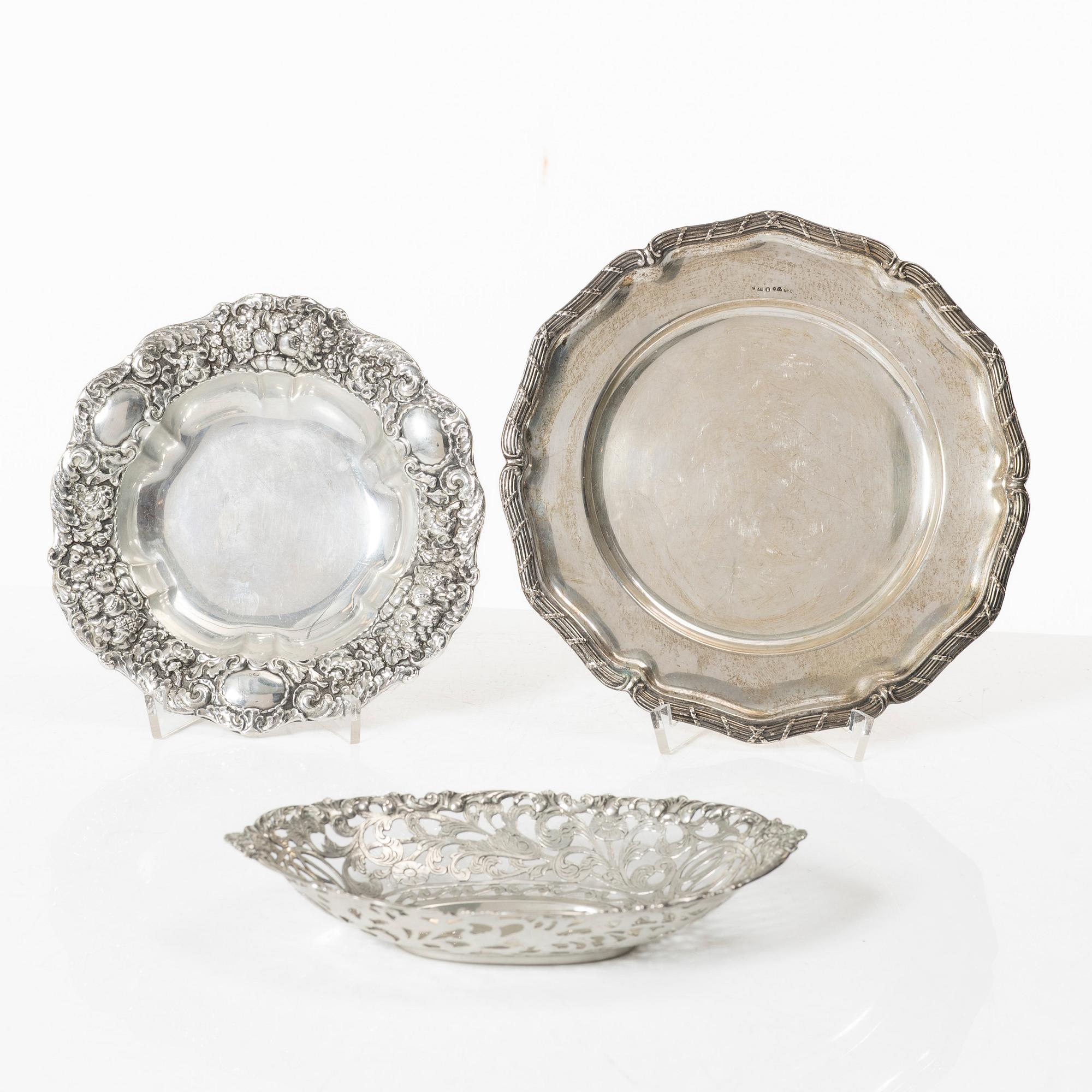 Fats, 3 pcs, silver, marked GAB, total weight approx. 400 g.