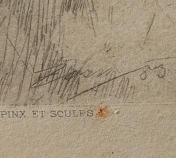 ANDERS ZORN, etsning, signerad i plåten, utförd 1883.