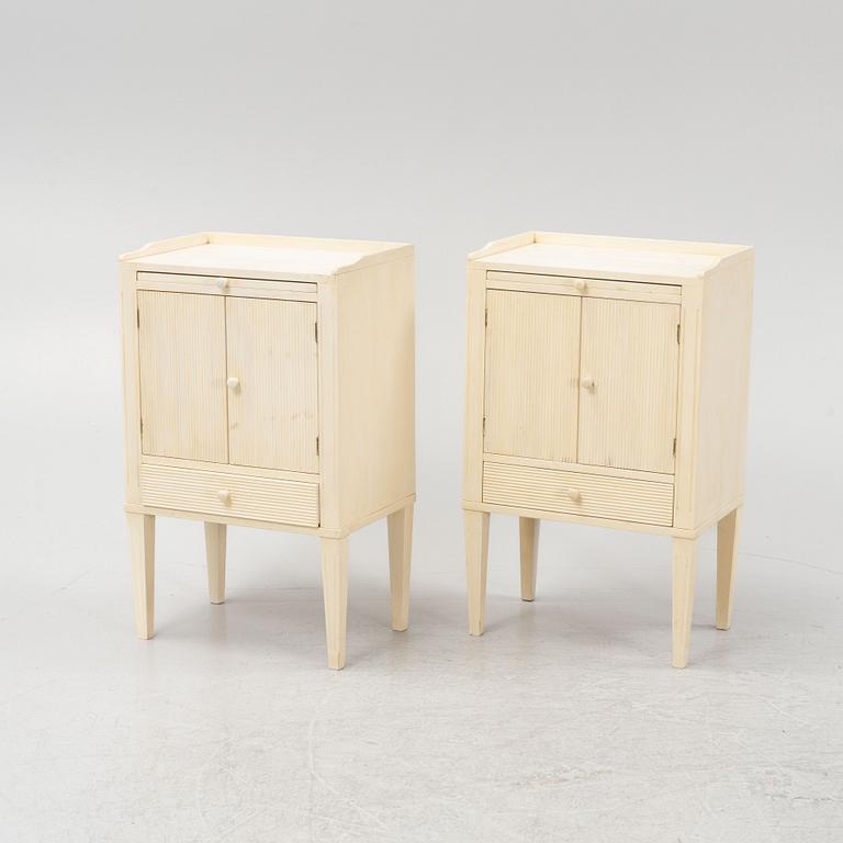 A pair of Gustavian style bedisde tables, end of the 20th century.