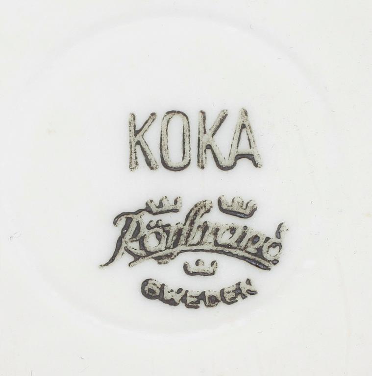 TE- OCH KAFFESERVIS, 33 delar, "Koka", Hertha Bengtsson, Rörstrand.