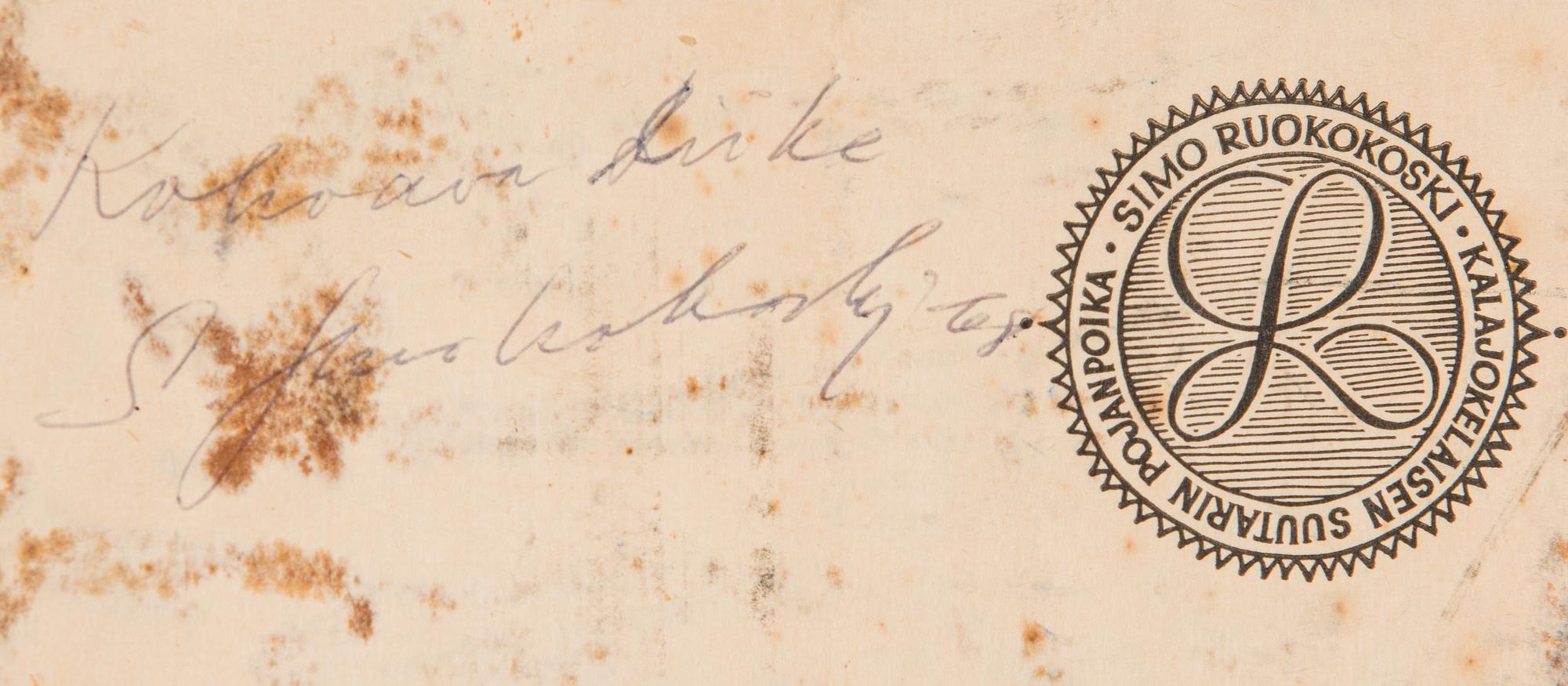 Simo Ruokokoski, blandteknik på kartongskiva, signerad och daterad -68.