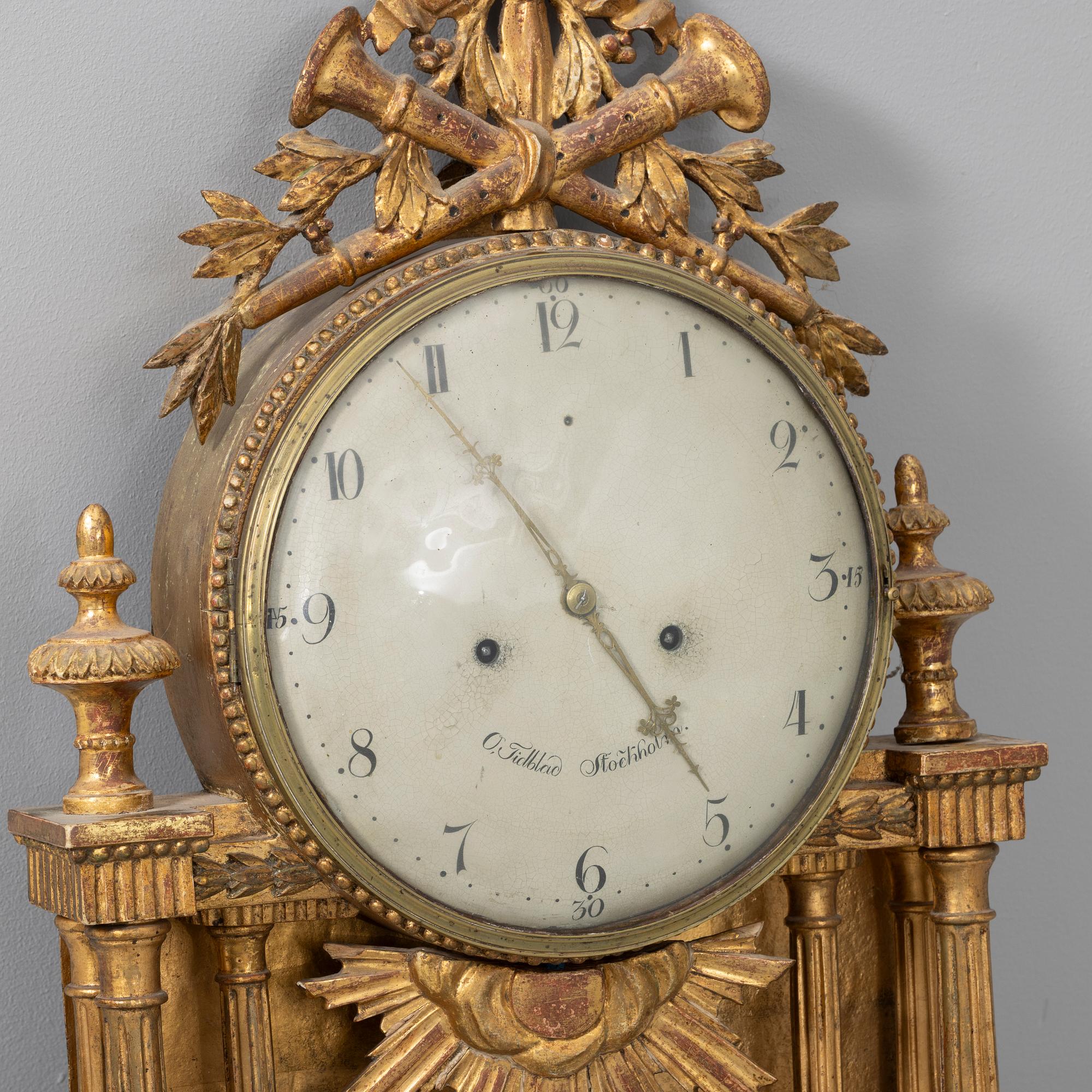 Wall-mounted clock, late Gustavian, Stockholm.
