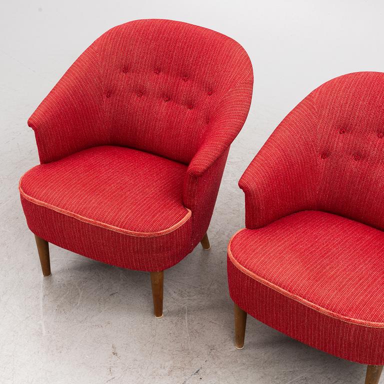 Carl Malmsten, armchairs, a pair, "Lillasyster", OH Sjögren, second half of the 20th century.