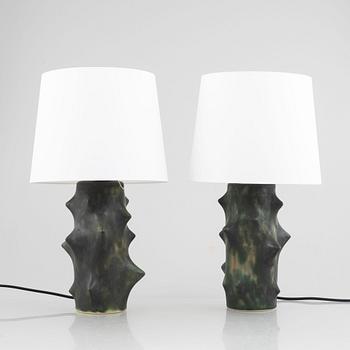 Knud Basse, a pair of  "Rosentorn" table lamps, Michael Andersen & Son, Denmark.