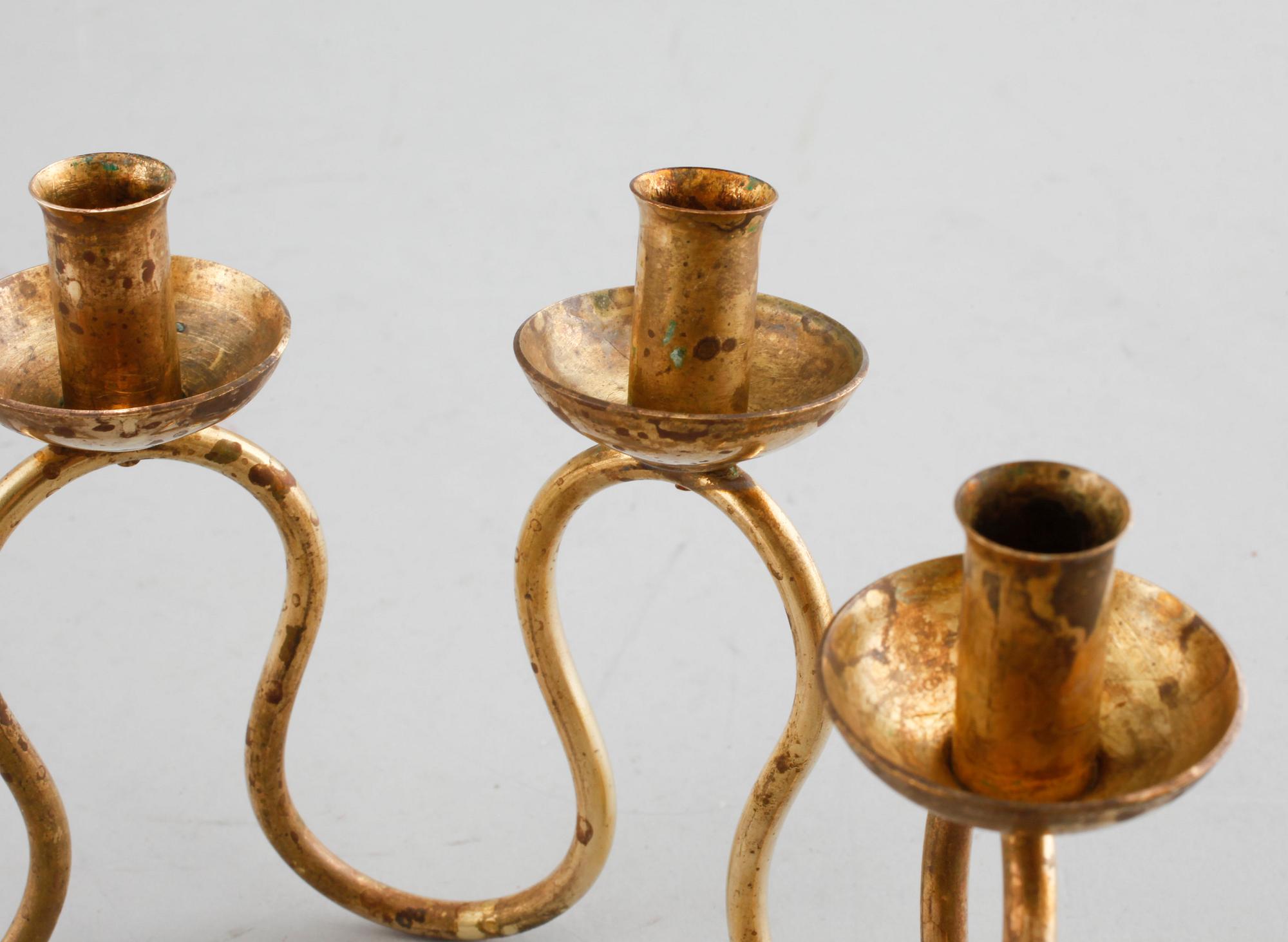 LARS HOLMSTRÖM, ljusstake, mässing, Firma Lars Holmström, Arvika, 1900-talets andra hälft.