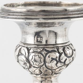 Ljusstakar, ett par, silver, empire, Neapel, 1830-35.