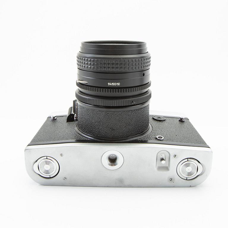 Camera, Kiev 60, and 3 lenses.