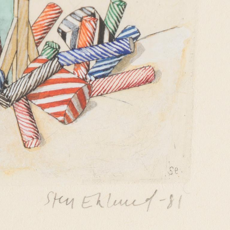 STEN EKLUND, etching with watercolour, signed and dated -81. EA.