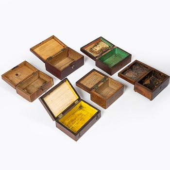 Collection of nine boxes, 19th - early 20th century.