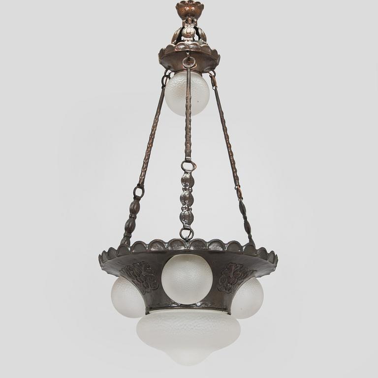 Arvid Böhlmarks Lampfabrik, chandelier model “5680”, Stockholm, 1910s–1920s.
