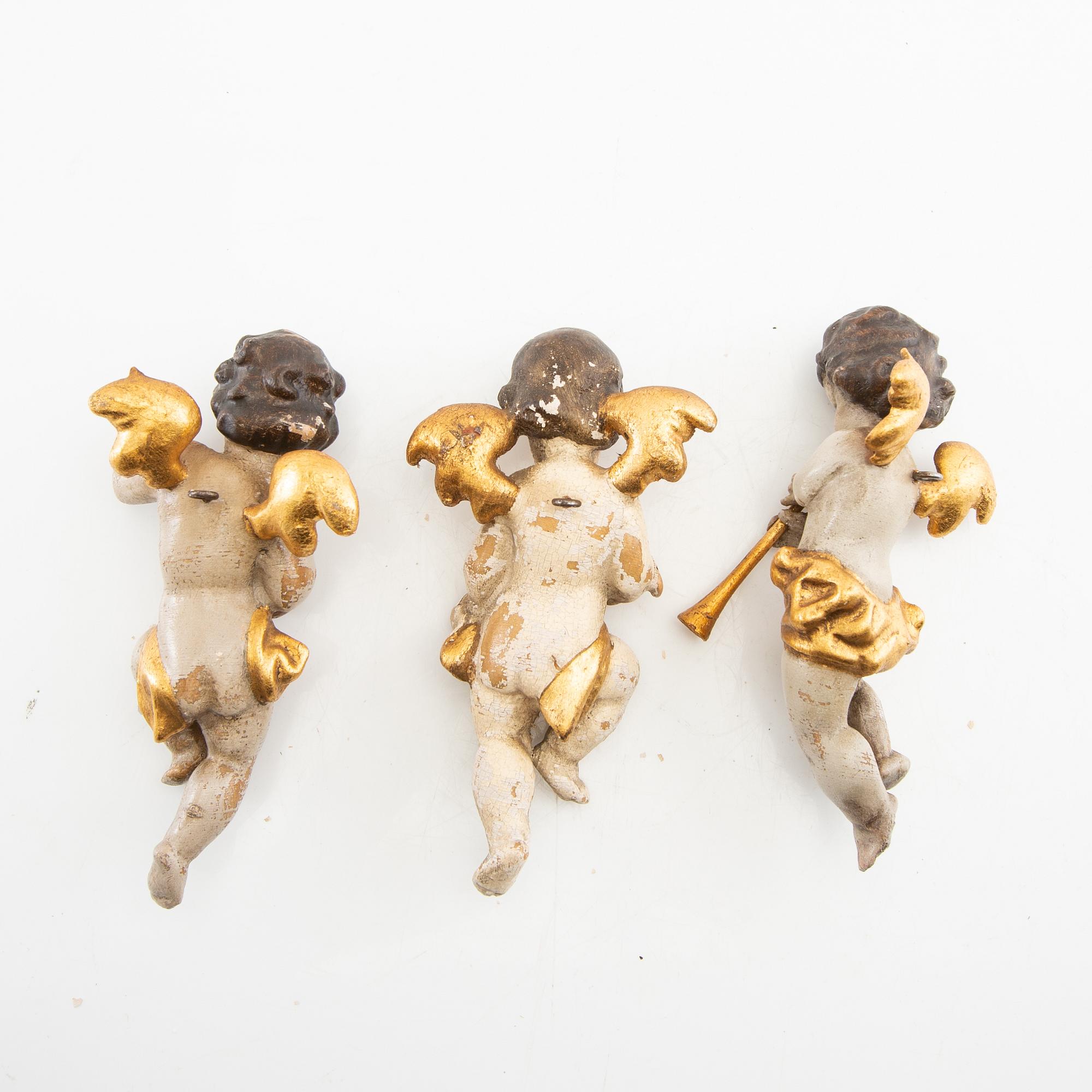 Angels, (decorative elements) 3 pcs 19th century or earlier.