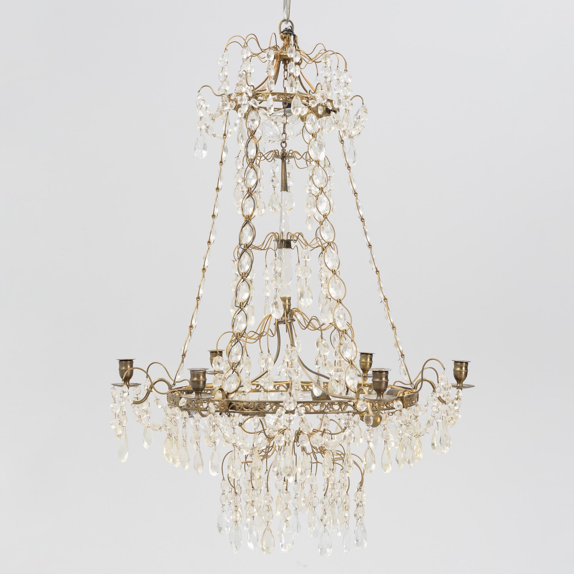 A Gustavian style chandelier, first half of the 20th Century.