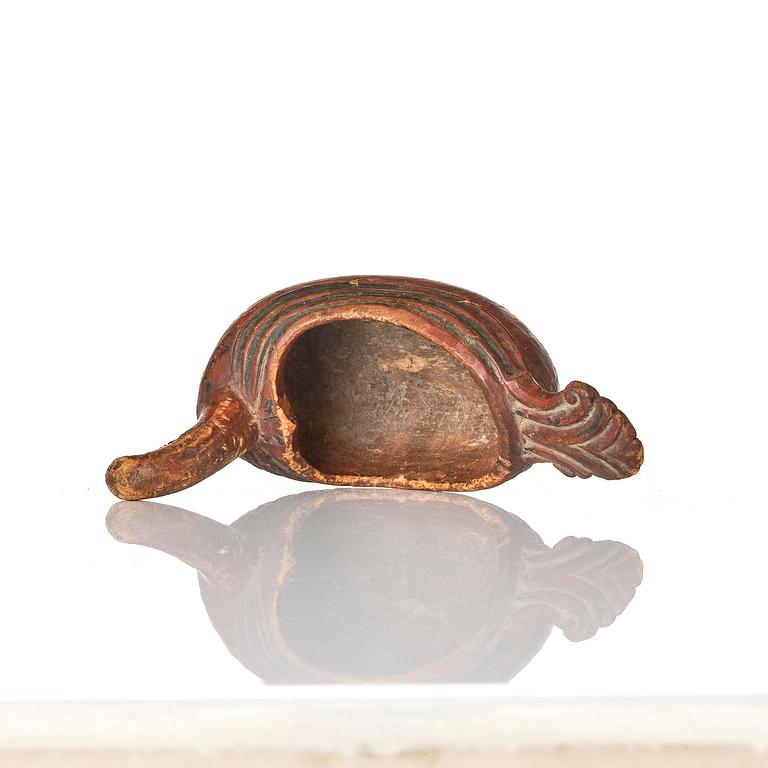 A Swedish carved and painted figural drinking vessel from Jämtland or Härjedalen, late 18th / early 19th century.