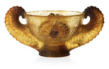 907. A Gabriel Argy- Rousseau pâte de verre bowl with handles, France, ca 1927.